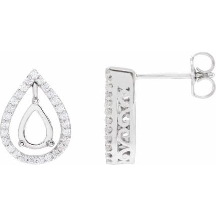 14K White 7x5 mm Pear 1/3 CTW Natural Diamond Semi-Set Earrings