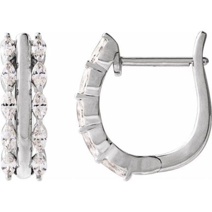 14K Yellow 5/8 CTW Natural Diamond Hinged 15 mm Hoop Earrings