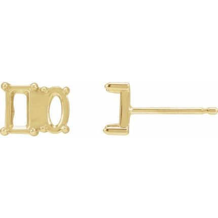 14K Yellow Natural Amethyst & Natural Pink Tourmaline Two-Stone Stud Earrings