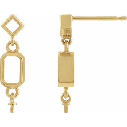 14K Yellow Lab-Grown Ruby, Cultured White Akoya Pearl & .05 CTW Natural Diamond Earrings