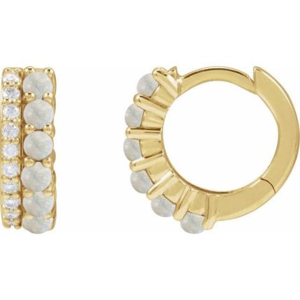 14K Yellow 2 mm Round Left Cabochon Huggie Hoop Earring Mounting