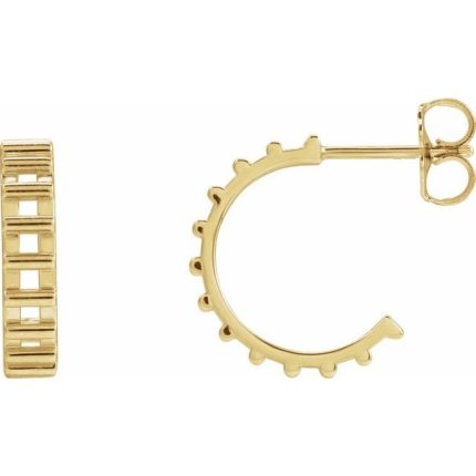 14K Yellow Geometric Hoop 12.5 mm Earrings