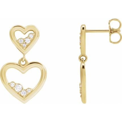 14K Yellow Accented Left Heart Earring Mounting