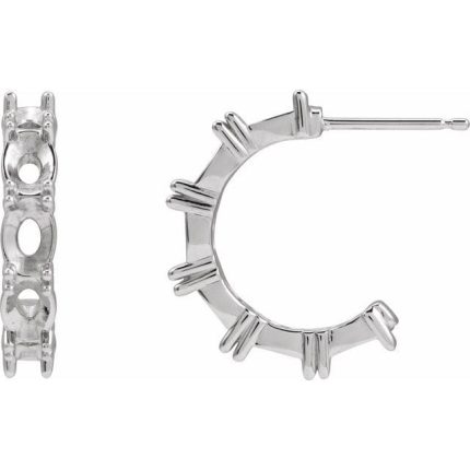 14K White 5x3 mm Oval Hoop Earring Mounting