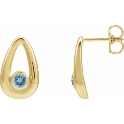 14K Yellow 3 mm Round Geometric Earring Mounting