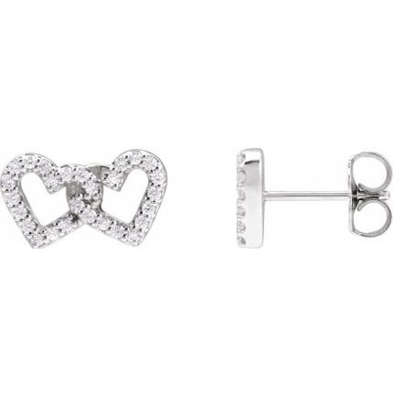 14K Yellow 1/5 CTW Natural Diamond Interlocking Heart Earrings