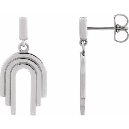 14K Yellow Geometric Arch Dangle Earrings