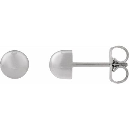 14K White Dome Stud Earrings