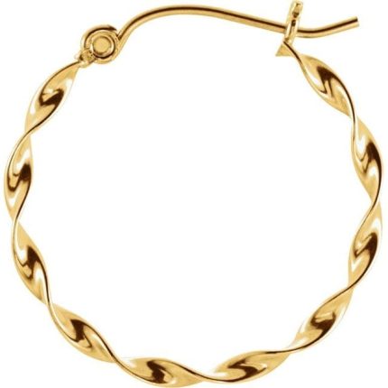 14K Yellow 15 mm Twisted Tube Earring