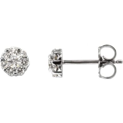 14K White 5/8 CTW Natural Diamond Cluster Earrings