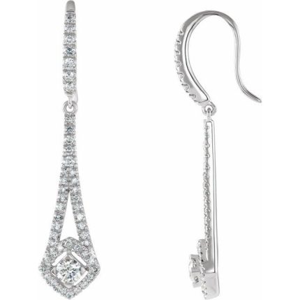14K White 3/4 CTW Natural Diamond Chandelier Earrings