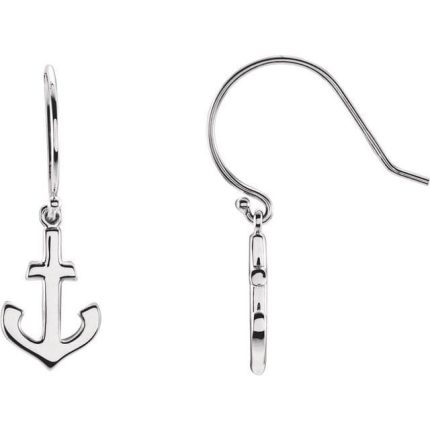 14K Yellow Anchor Earrings