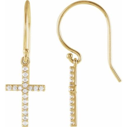 14K White 1/6 CTW Natural Diamond Cross Earrings