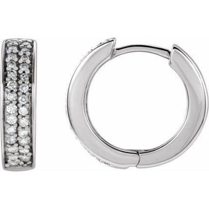 14K White 1/3 CTW Natural Diamond 14 mm Hoop Earrings