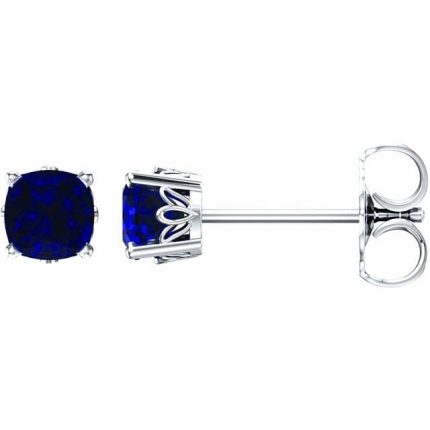 14K White 3.5x3.5 mm Cushion Earring Mounting