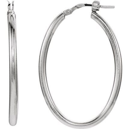 Sterling Silver 24x18 mm Tube Hoop Earrings