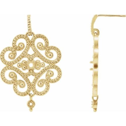 14K Yellow Granulated Earring Mounting