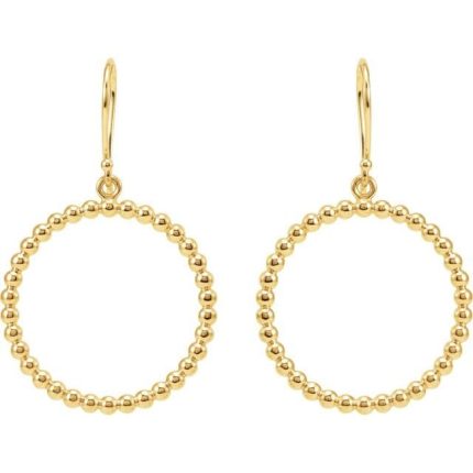14K Yellow Beaded Circle Earrings