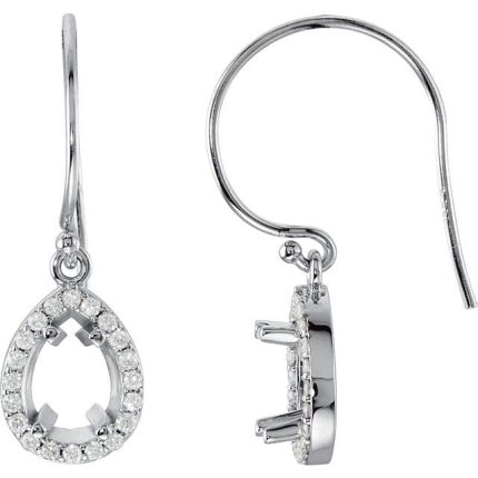 14K Yellow 7.5x5 mm Pear 1/5 CTW Natural Diamond Semi-Set Earrings