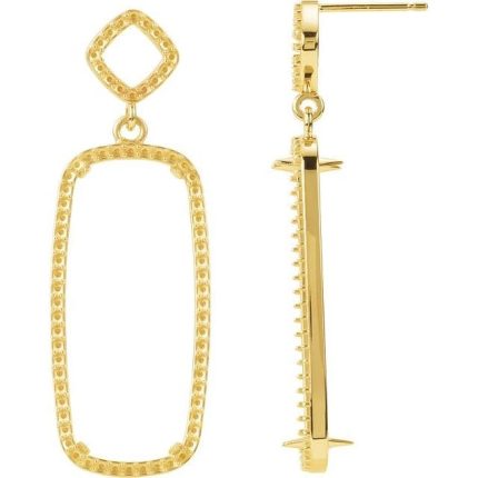 14K Yellow 25x10 mm Cushion Halo-Style Earring Mounting