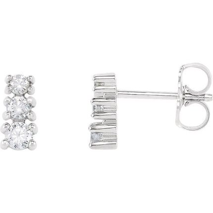 14K White 7/8 CTW Natural Diamond Three-Stone Earrings