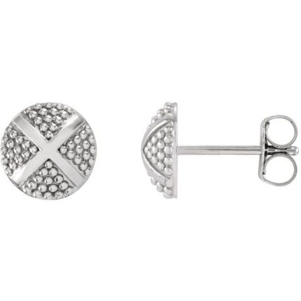 14K Yellow Granulated X Stud Earrings