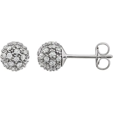 14K White 1/4 CTW Natural Diamond Cluster Earrings