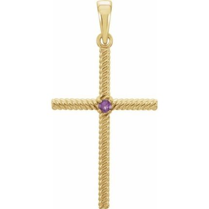 14K Yellow .015 CT Natural Diamond Cross Pendant