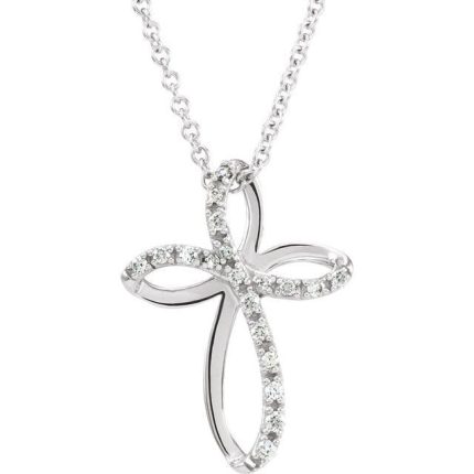 14K Yellow 1/10 CTW Natural Diamond Cross 18" Necklace
