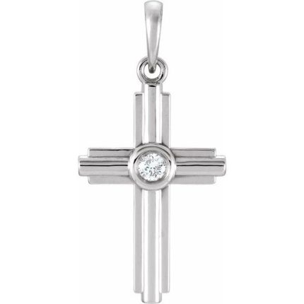 14K White 2.5 mm Round Cross Pendant Mounting