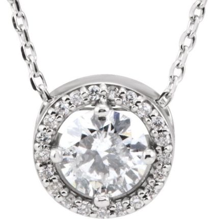 14K White 5.8 mm Round Halo-Style Pendant Mounting