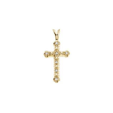 14K Yellow .07 CTW Natural Diamond Cross Pendant