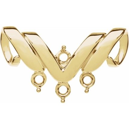 14K Yellow 3-Stone Engravable Family Slide Pendant Mounting