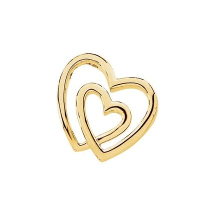 14K Yellow Double Heart Pendant