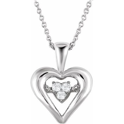 Sterling Silver Mystara® 1/10 CTW Natural Diamond Heart 18" Necklace