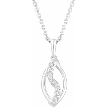 Sterling Silver .08 CTW Natural Diamond 18" Necklace