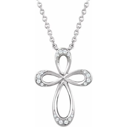 Sterling Silver 1/10 CTW Natural Diamond Cross 18" Necklace