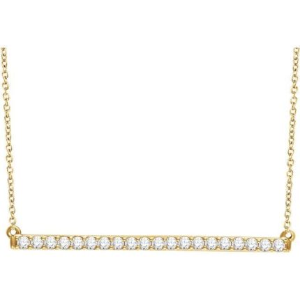 14K White 1/3 CTW Natural Diamond Bar 16-18" Necklace