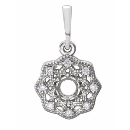 14K White 4 mm Round Halo-Style Pendant Mounting