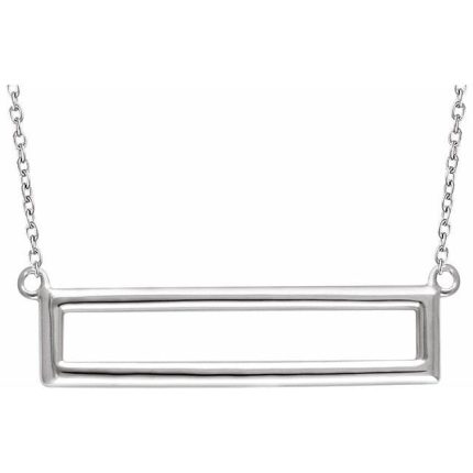 14K White Rectangle 16-18" Necklace