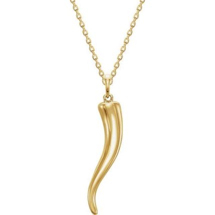 14K Yellow Italian Horn Pendant