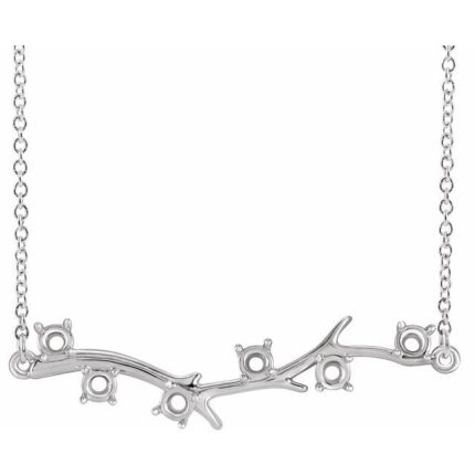 14K White 1-Stone Family Branch 16-18" Necklace Mounting