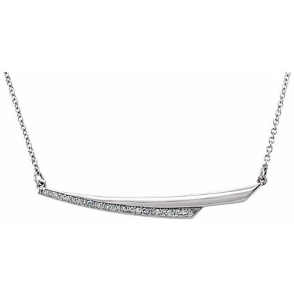 14K White .08 CTW Natural Diamond Bar 17.5" Necklace