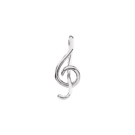 14K White Treble Clef Pendant