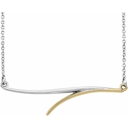 14K White/Yellow Freeform Bar 16" Necklace