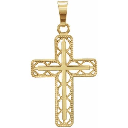 14K Yellow Filigree Cross Pendant