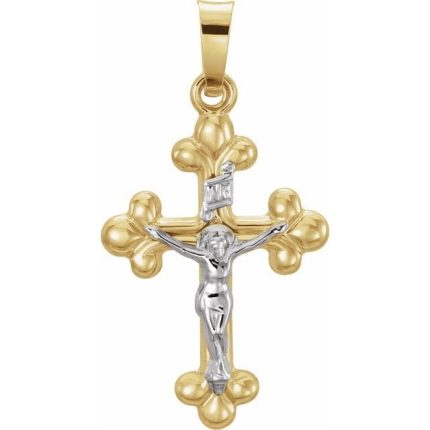 14K Yellow/White Crucifix Pendant