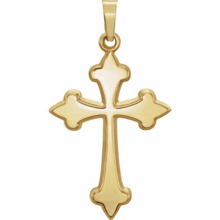 14K Yellow 27.7x14.7 mm Hollow Cross Pendant