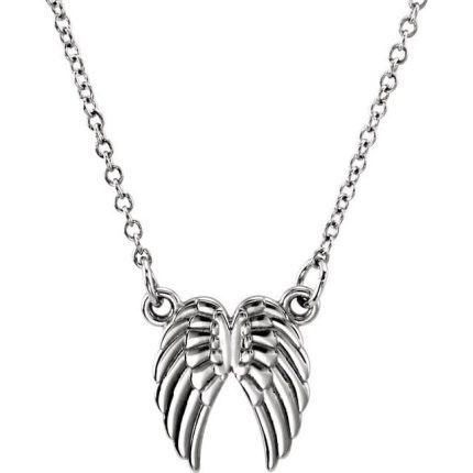 Sterling Silver Tiny Posh® Angel Wings 16-18" Necklace