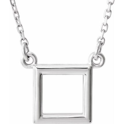 14K White Square 16 1/2" Necklace